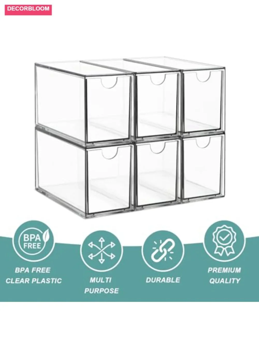 Acrylic Tea Bag Organizer 6 Pack Stackable Storage